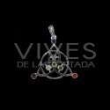 Pendentif Trisqueta celtique avec minéraux de chakra - Plaqué argent