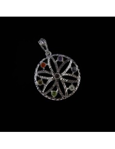 Colgante Flor con Minerales de los Chakras - Baño de Plata 2
