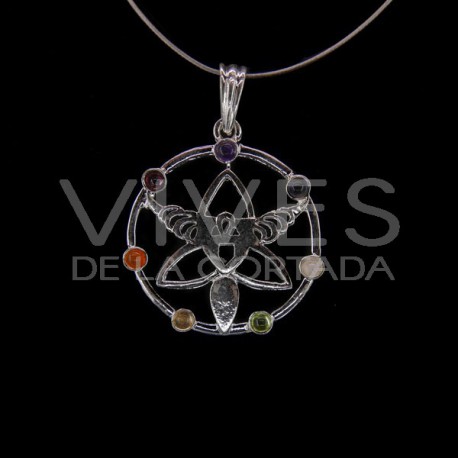 Pendant Angel with Chakra Minerals - Silver Bath