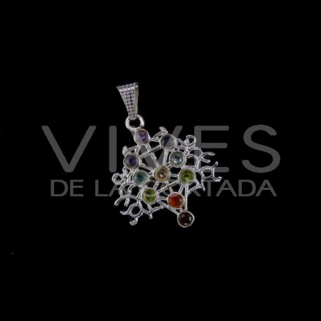 Colgante Filigrana con Minerales de los Chakras - Baño de Plata