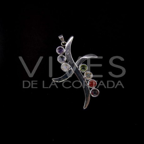 Pendant Cross with Chakra Minerals - Silver Bath