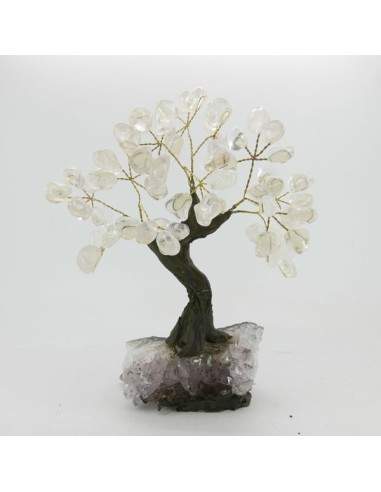 Arbre de Quartz Petit avec base de druse d'améthyste