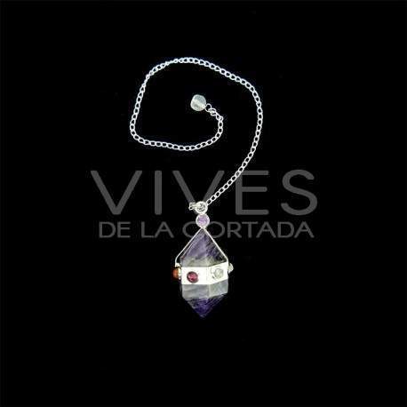 Pendule Biterminé de Quartz Rose Chakras