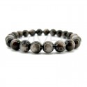 Pulseira de obsidiana com banho de prata 8mm