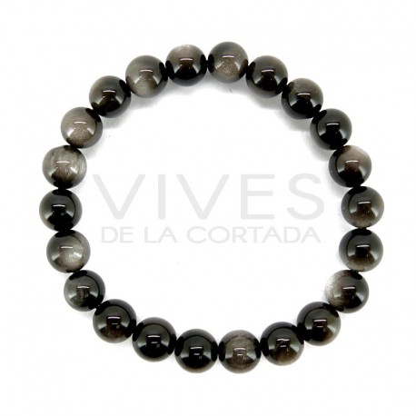 Pulsera de Obsidiana Plateada 8mm
