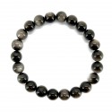 Pulseira de obsidiana com banho de prata 8mm