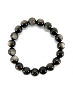 Pulseira de obsidiana banhada a prata 10mm 2