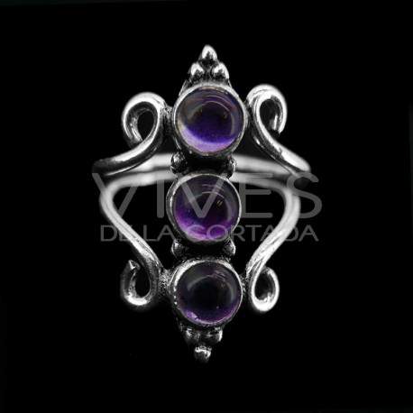 Anillo en Baño de Plata con Mineral -A72-