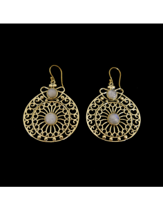 Pendientes de Bronce Filigrana con Mineral -101-