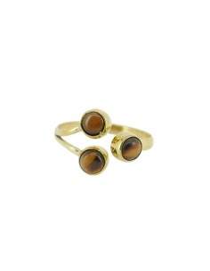 Anillo de Bronce con Mineral Aleatorio -25-