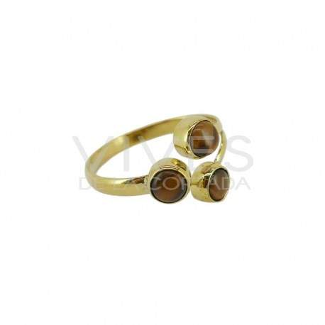 Anillo de Bronce con Mineral Aleatorio -25-