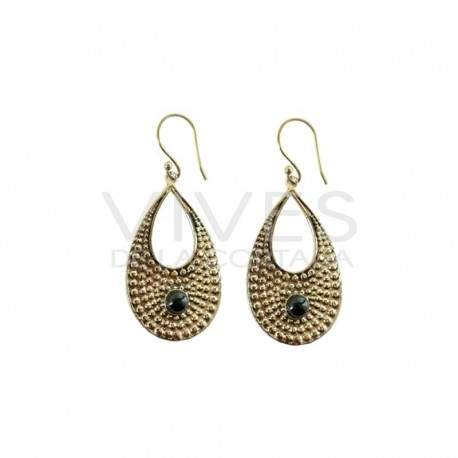 Pendientes de Bronce con Mineral Aleatorio