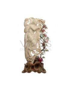 Fossil Deer Antler Carved in 925 Sterling Silver