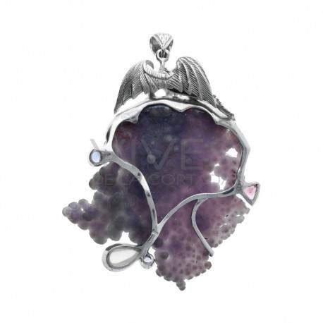 Colgante Dragón de Calcedonia Uva en Plata de Ley 925
