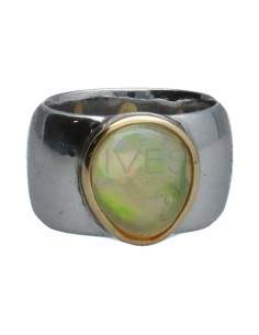 Bague opale en argent 925 et or 1er degré (A68) 2