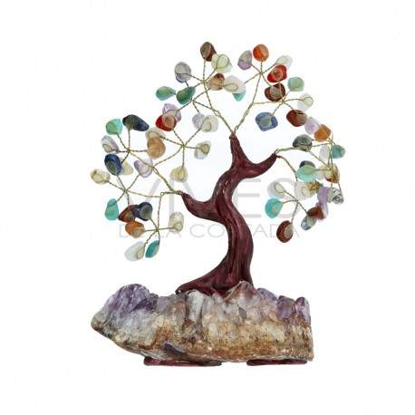 Árbol Mix Minerales Pequeño  con Base de Drusa de Amatista