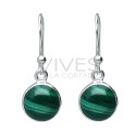 Argent 925 Sterling 925 Malachite Circle Set