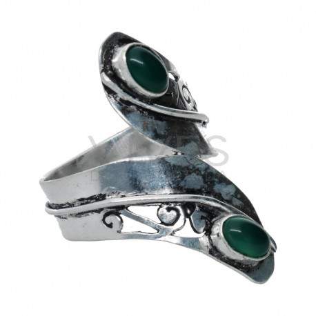 Ring in Silver Plating with Mineral -A66-