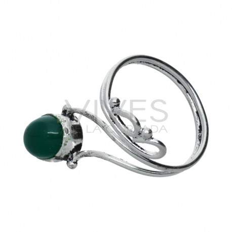 Anillo en Baño de Plata con Mineral -A55-