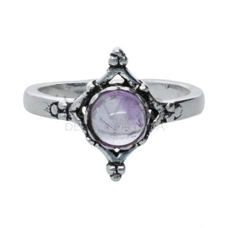 Bague plaqué argent avec minerai -A38-