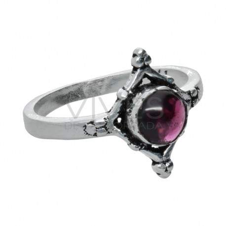 Bague plaqué argent avec minerai -A38-