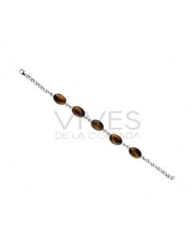 Pulseira de Olho de Tigre em Prata de...
