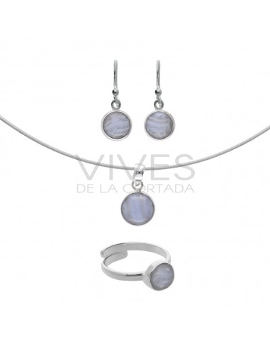 Chalcedony Circle Set in Sterling...