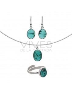 Conjunto Oval Turquesa em...