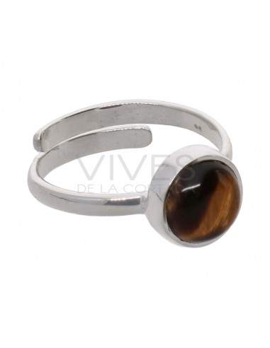 Tiger's Eye Circle Set em Sterling...
