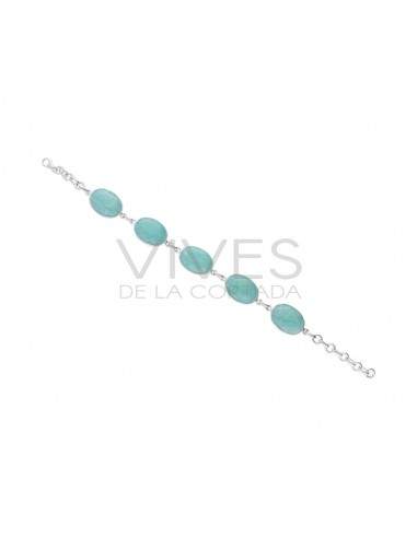 Pulseira amazonita grande em Prata de...