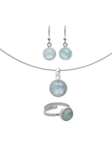 Aquamarine Circle Set in Sterling...