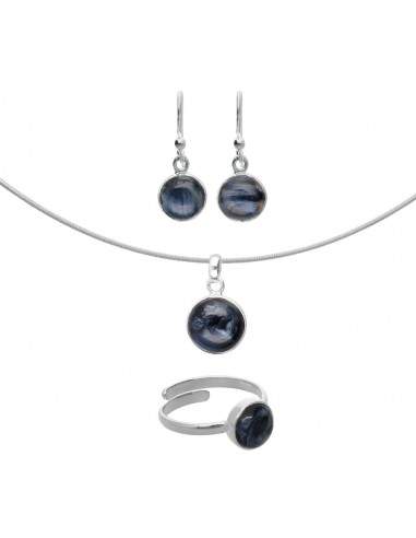 Pietersite Circle Set em Sterling...