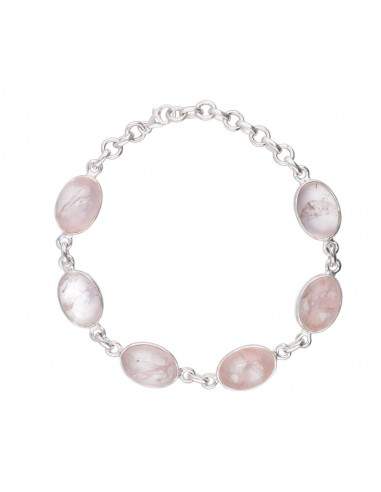 Pulseira de quartzo rosa média em...