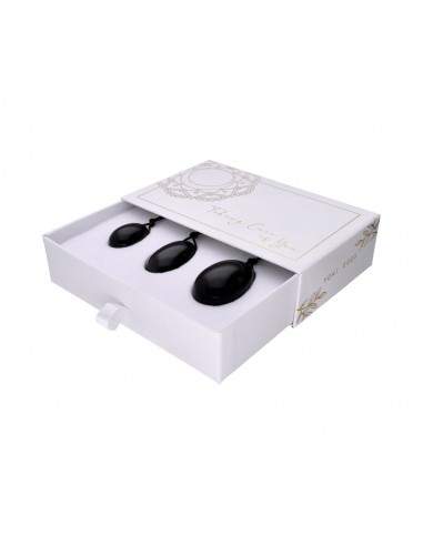 Embale ovos Yoni de obsidiana com furo