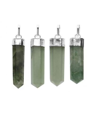 Pendentif en quartz vert plaqué argent
