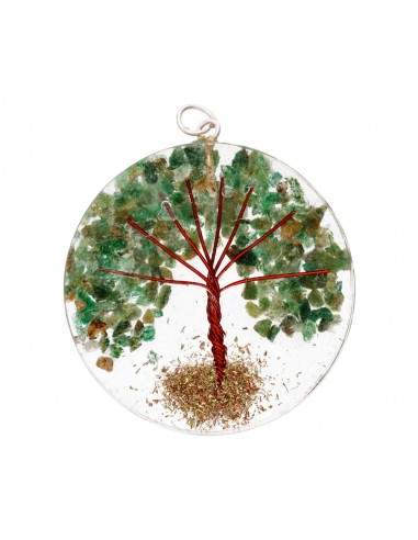 Tree of Life Green Quartz Resin Pendant