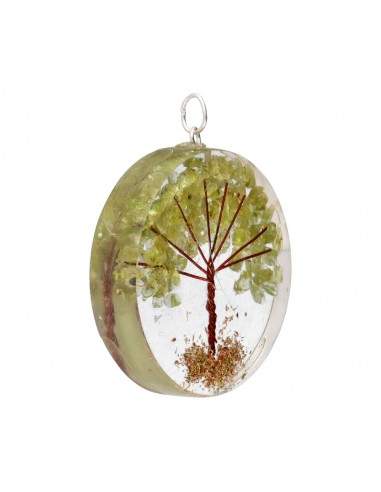 Tree of Life Peridot Resin Pendant