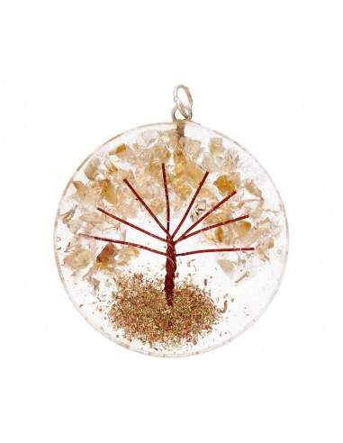 Pendentif en résine Arbre de vie Citrine