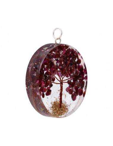 Tree of Life Garnet Resin Pendant
