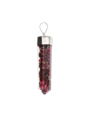 Silver Plated Resin Garnet Tip Pendant