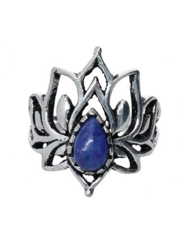 Anel de Banho de Prata com Mineral -A80-