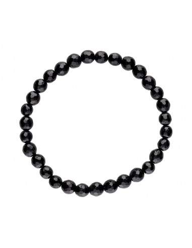 Pulsera Facetada de Turmalina Negra 6mm