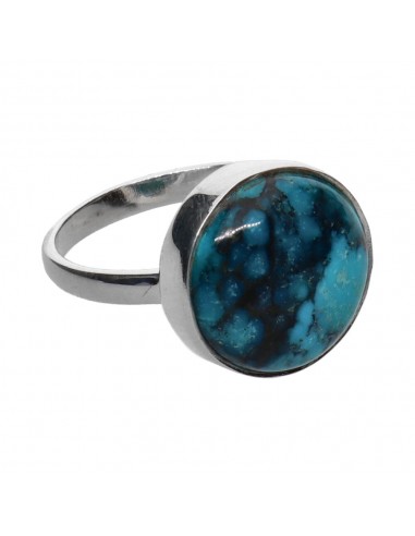 Medium Turquoise Circle Ring in 925...
