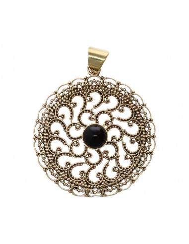 Pendentif en bronze avec minéraux -46-