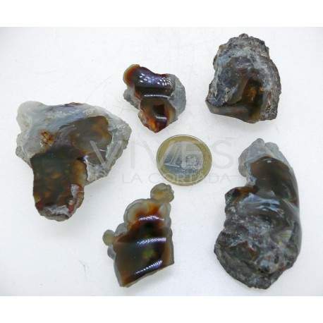 Agate de feu brute semi-polie