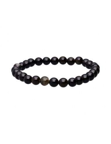 Pulseira Obsidiana de Ouro de 6mm