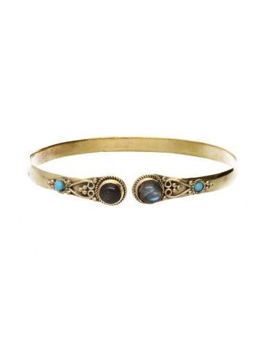 Bronze Bracelet with Double Blue...