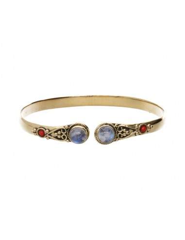 Bronze Bracelet with Double Red...