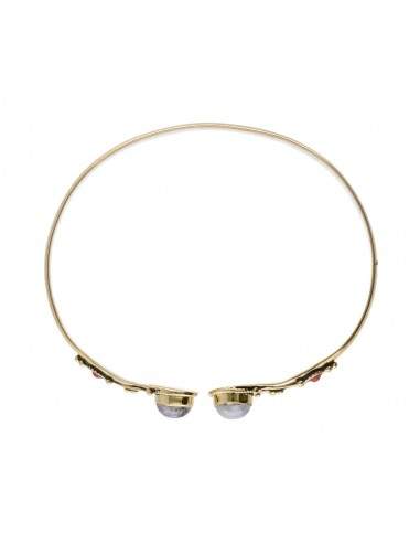 Bronze Bracelet with Double Red...