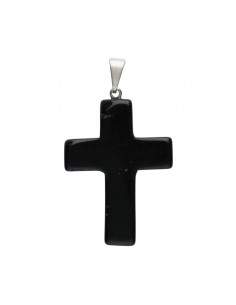 Pendentif croix en obsidienne